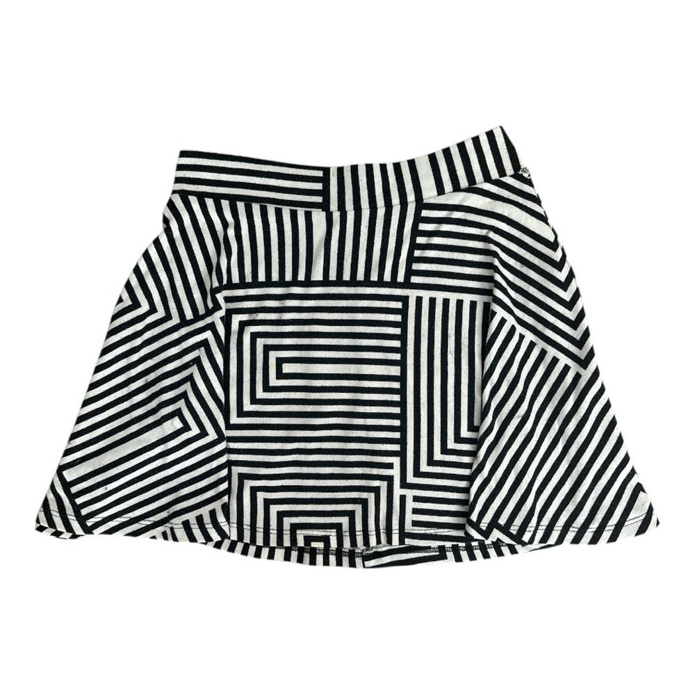 Vintage Noble U Y2K Geometric Striped Fit & Flare Mini Skirt | Size Small Retro